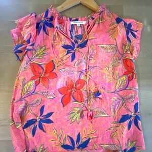Rose & Olive Pink and Blue Floral Blouse